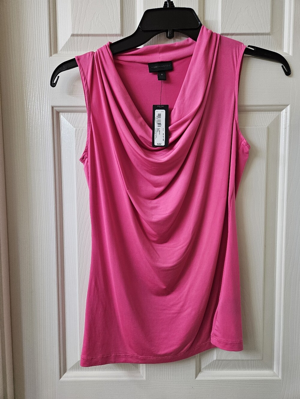 Worthington Stunning Pink Draped Cowl Neck Sleeveless Top  -  Size S